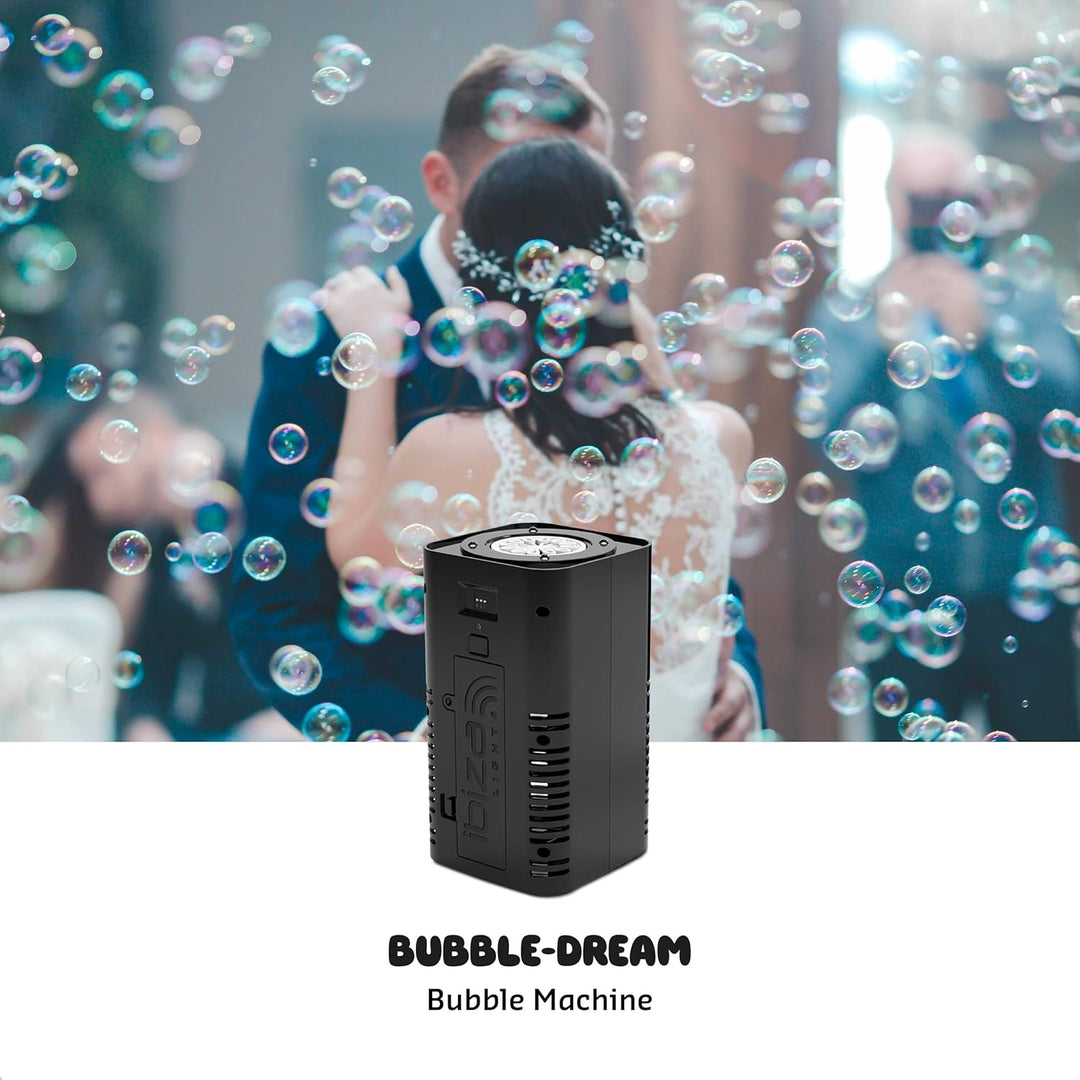 Ibiza - BUBBLE-DREAM - Tragbare batteriebetriebene Seifenblasenmaschine mit farbigen RGB-LEDs - Sync