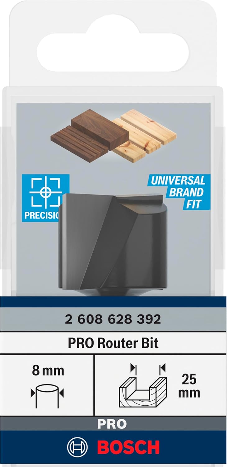 Bosch Professional Nutfräser Standard for Wood (für Holz, Ø 25 mm, Arbeitslänge 20 mm, Zubehör Handf
