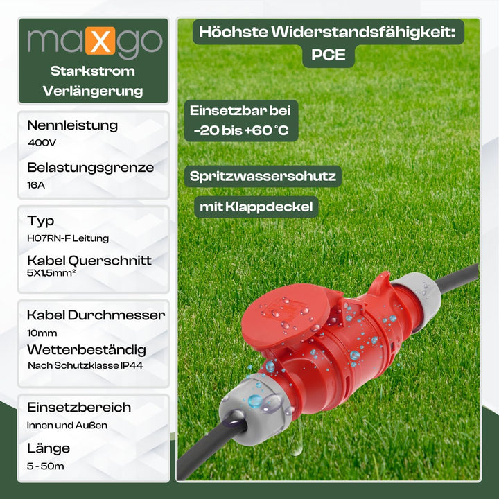 netbote24® CEE Maschinen Anschlussleitung 400V / 16A H07RN-F 5-polig (3P+N+PE) 5x1,5 mm² IP44 2,5-50