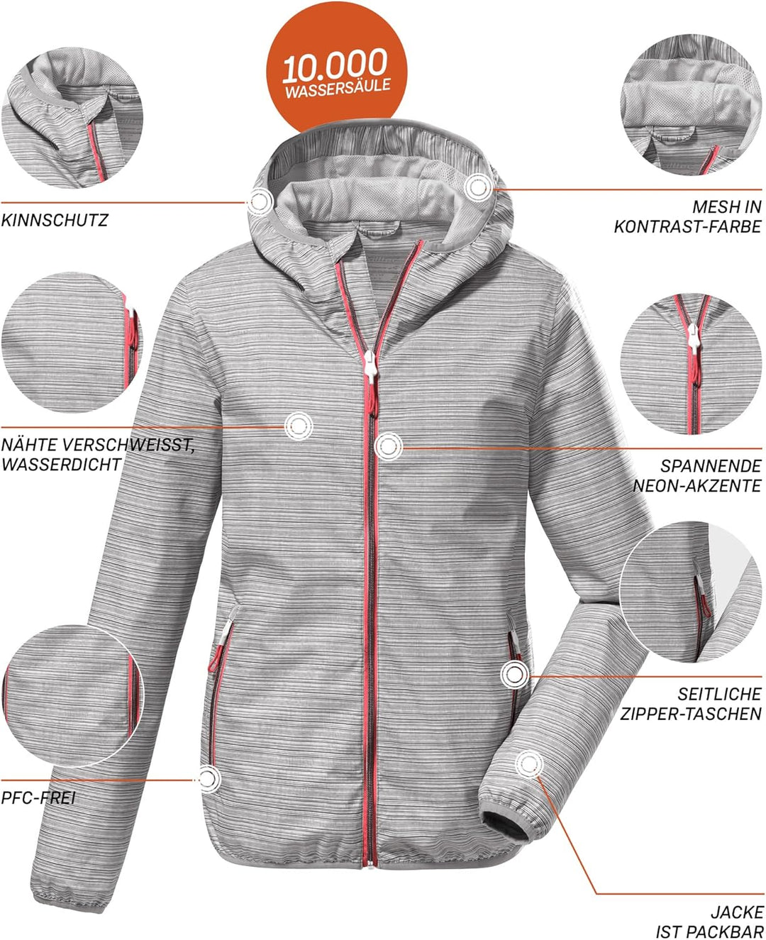 Killtec Damen Kos 3 Wmn Jckt Funktionsjacke/Outdoorjacke mit Kapuze, packbar 42 anthrazit, 42 anthra