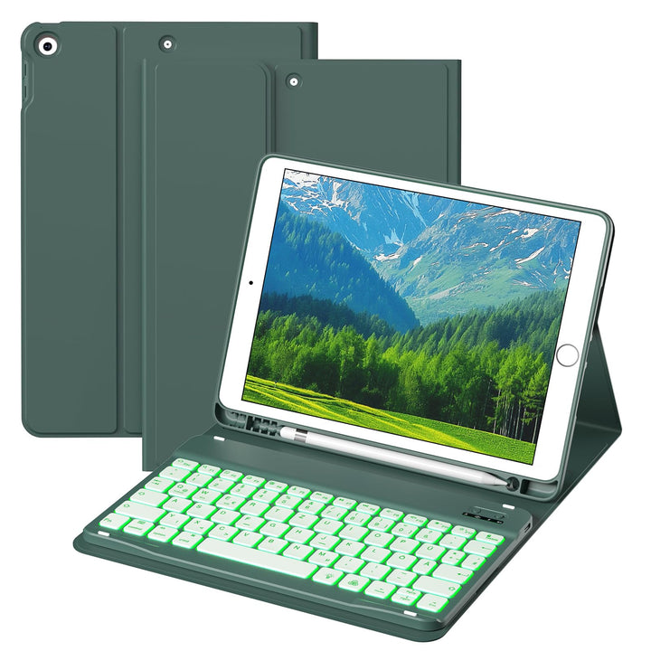 Tastatur mit Hülle für iPad 9/8/7 Generation 10,2 Zoll, Grün, Grün