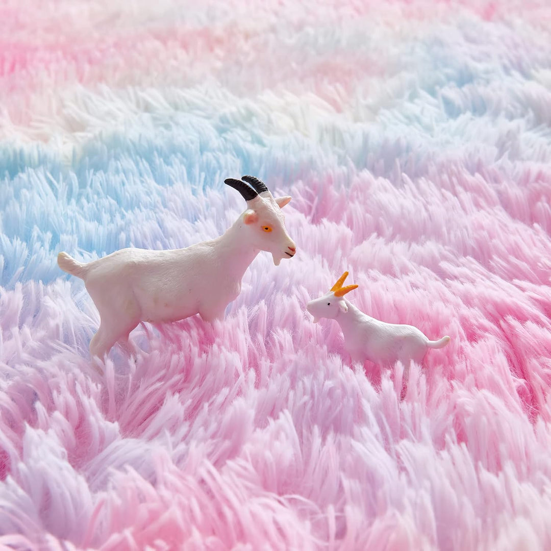 VOFUSHON Teppich Rund Hochflor Teppich Wohnzimmer Teppich Langflor Teppiche für Wohnzimmer flauschig