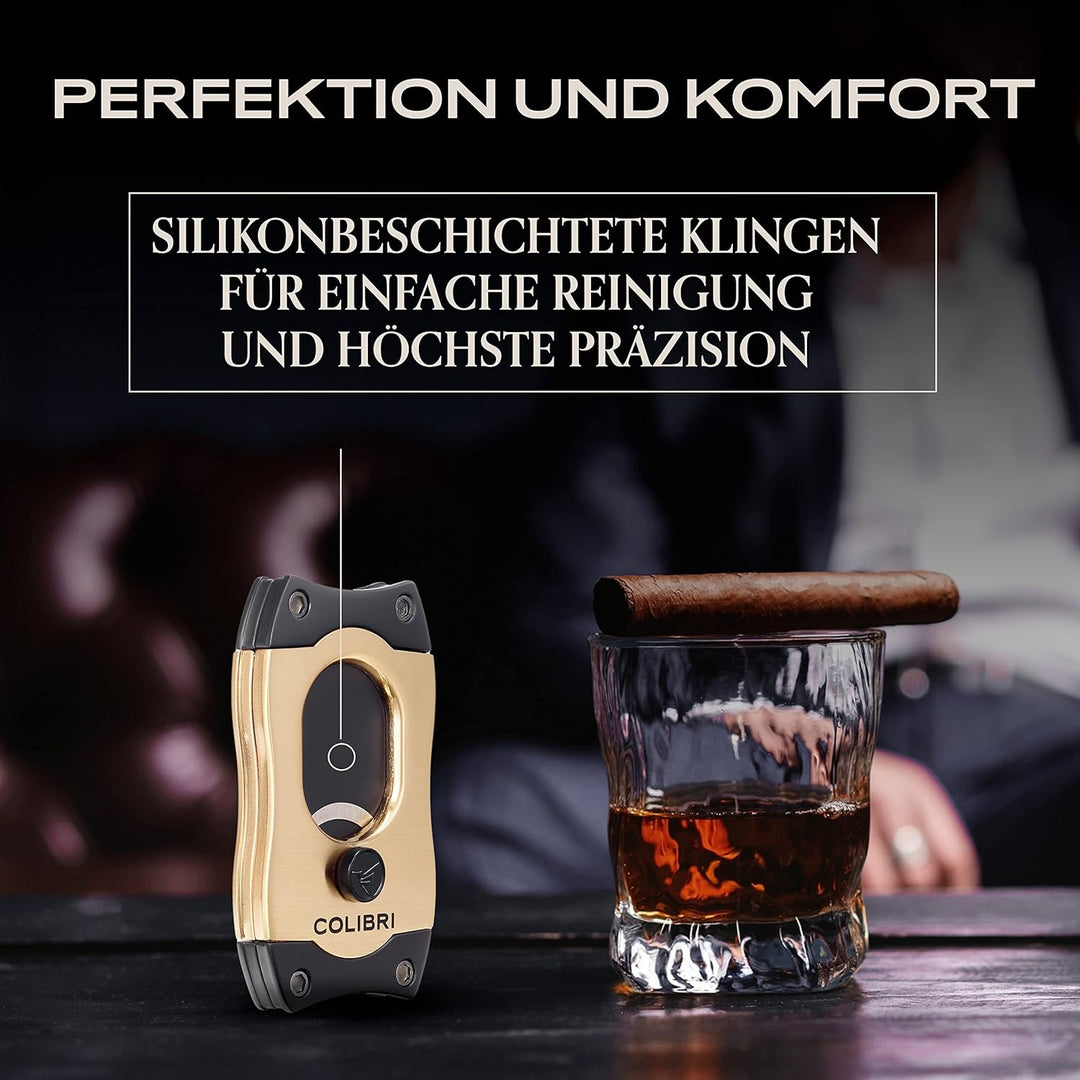 Colibri S-Cut Zigarrenschneider - Klassischer Gerader Schnitt - Bis zu 66 Ringmass Zigarren - Ergono