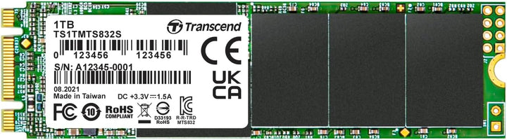 Transcend 1TB SATA III 6Gb/s MTS832S 80 mm einseitig bestückt M.2 SSD 832S Solid State Drive TS1TMTS