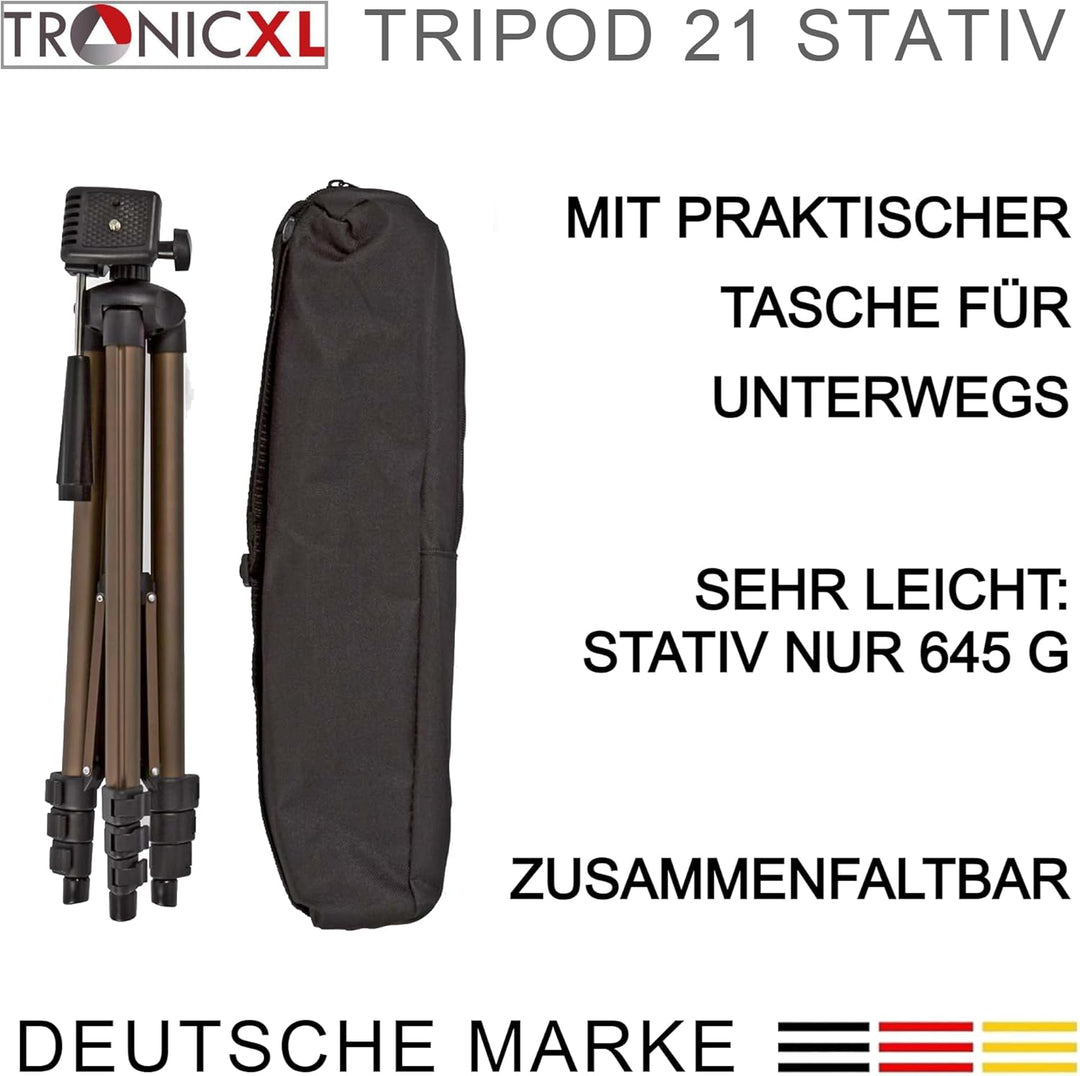 TronicXL 360° Tripod 21 Kamerastativ Stativ DSLR Aluminium 130cm für Dreibein Kamera Ersatzteil für