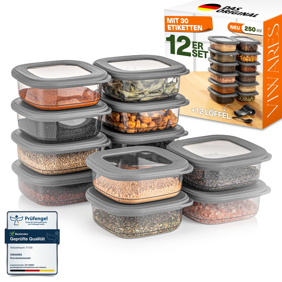 Vorratsdosen mit Deckel Luftdicht, 12er Vorratsbehälter Set BPA-Frei, Vorratsdose zur Müsli Mehl Auf