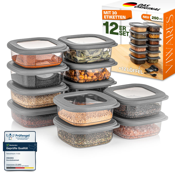 Vorratsdosen mit Deckel Luftdicht, 12er Vorratsbehälter Set BPA-Frei, Vorratsdose zur Müsli Mehl Auf