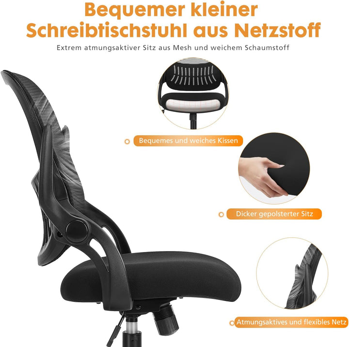DUMOS Bürostuhl Ergonomisch, Schreibtischstuhl mit Lendenwirbelstütze, Verstellbaren Armlehnen Drehs