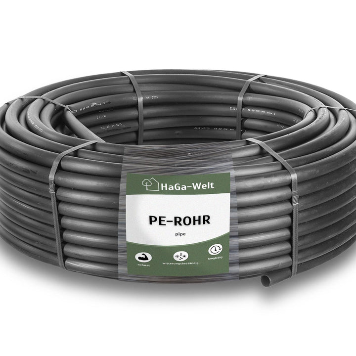 HaGa® 100m PE Rohr 25mm x 1,5mm - Druckrohr Verlegrohr für Brauchwasser Versorgungsleitung Kunststof