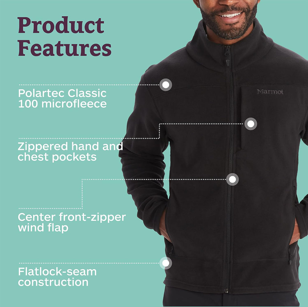 Marmot Herren Precip Eco Jacket Warme Fleecejacke, Outdoor-Jacke mit durchgehendem Reissverschluss,
