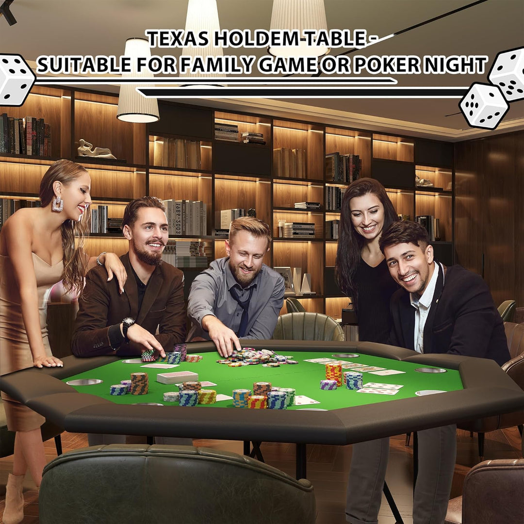 Pokertisch 8 Spieler Klappbar Achteckig Grün Casino Poker Tisch Achteckiger Spieltisch Mit Filzbezug