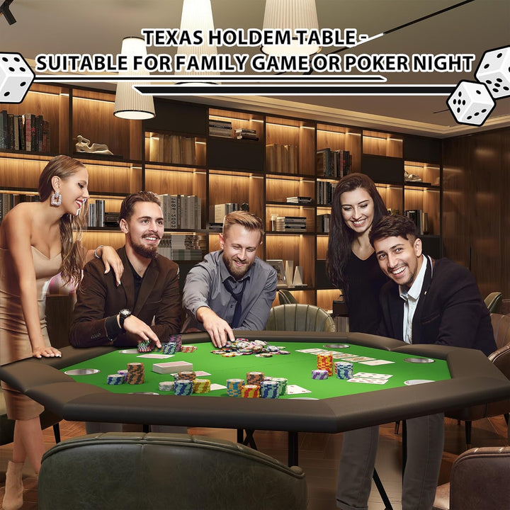 Pokertisch 8 Spieler Klappbar Achteckig Grün Casino Poker Tisch Achteckiger Spieltisch Mit Filzbezug