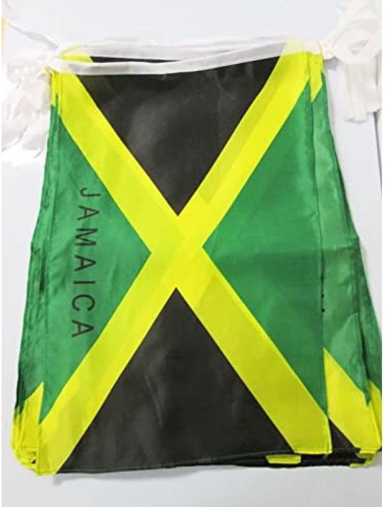 AZ FLAG FAHNENKETTE Jamaika 12 Meter mit 20 flaggen 45x30cm- JAMAIKANISCHE Girlande Flaggenkette 30