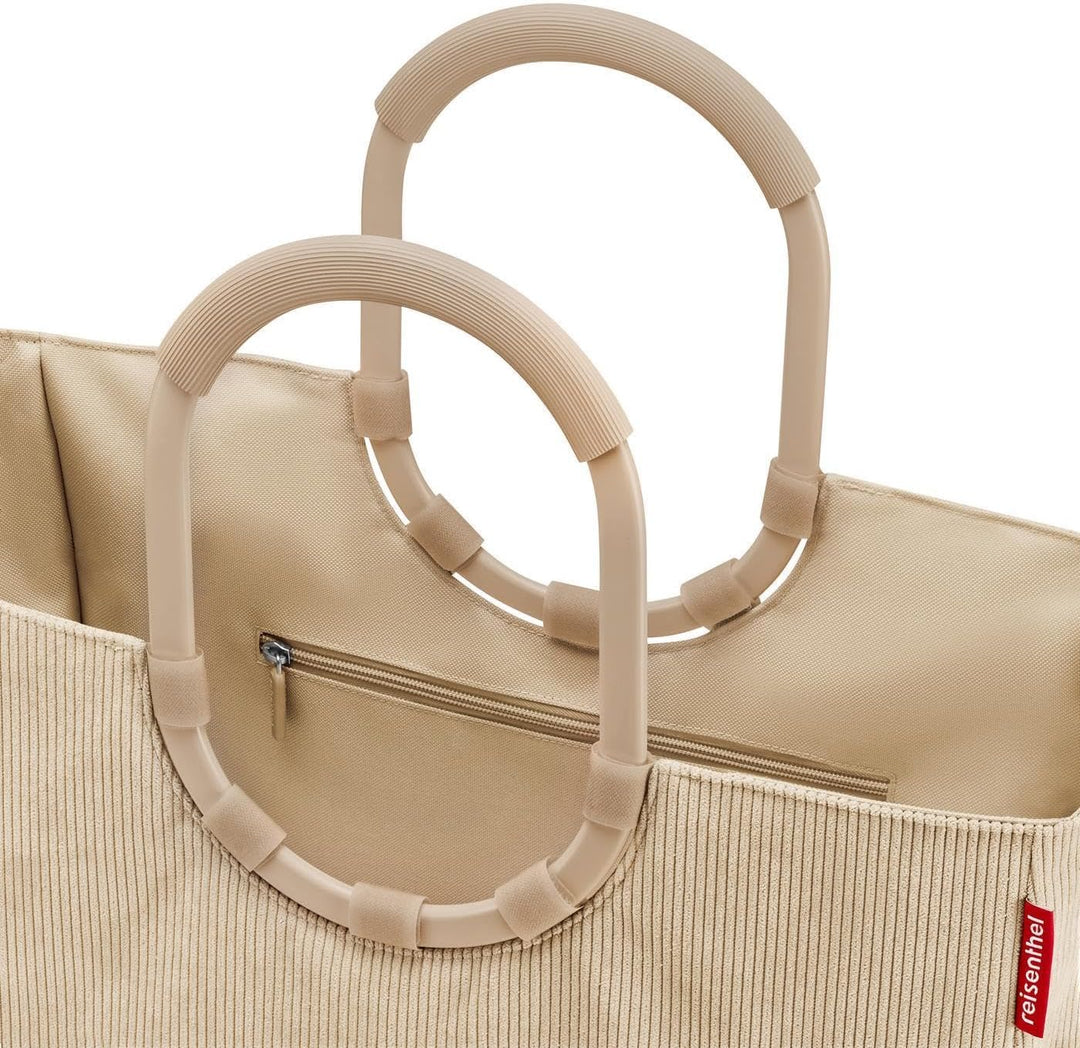 reisenthel loopshopper L cord sand – Stabile Tasche mit praktischen Fächern aus recycelten PET-Flasc