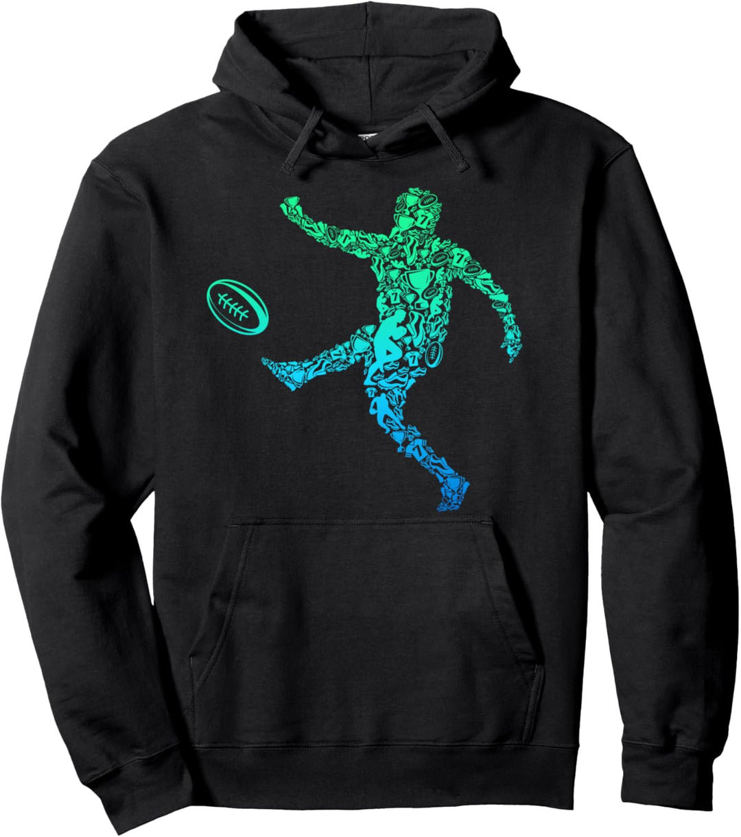 Rugby Spieler Herren Jungen Kinder Pullover Hoodie
