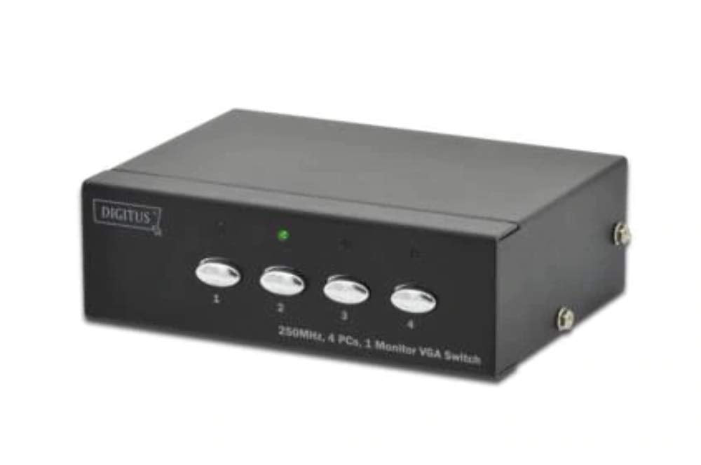 DIGITUS Professional VGA Video Switch / Umschalter, 4 Eingänge - 1 Ausgang, 250MHz, bis 1920x1080 Pi