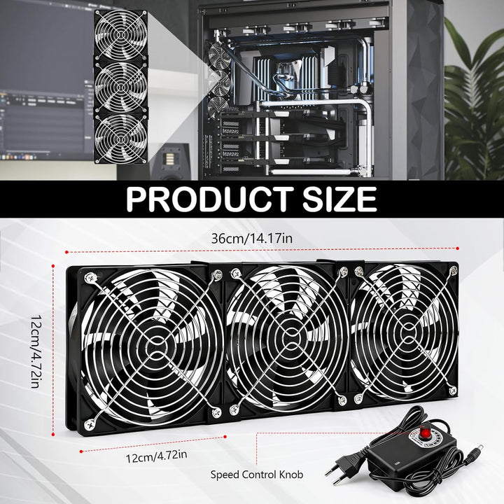 Lüfter, 120mm Gehäuselüfter 230V mit Drehzahlregler und Netzstecker Gehäuse Lüfter 3000 U/min Kühler