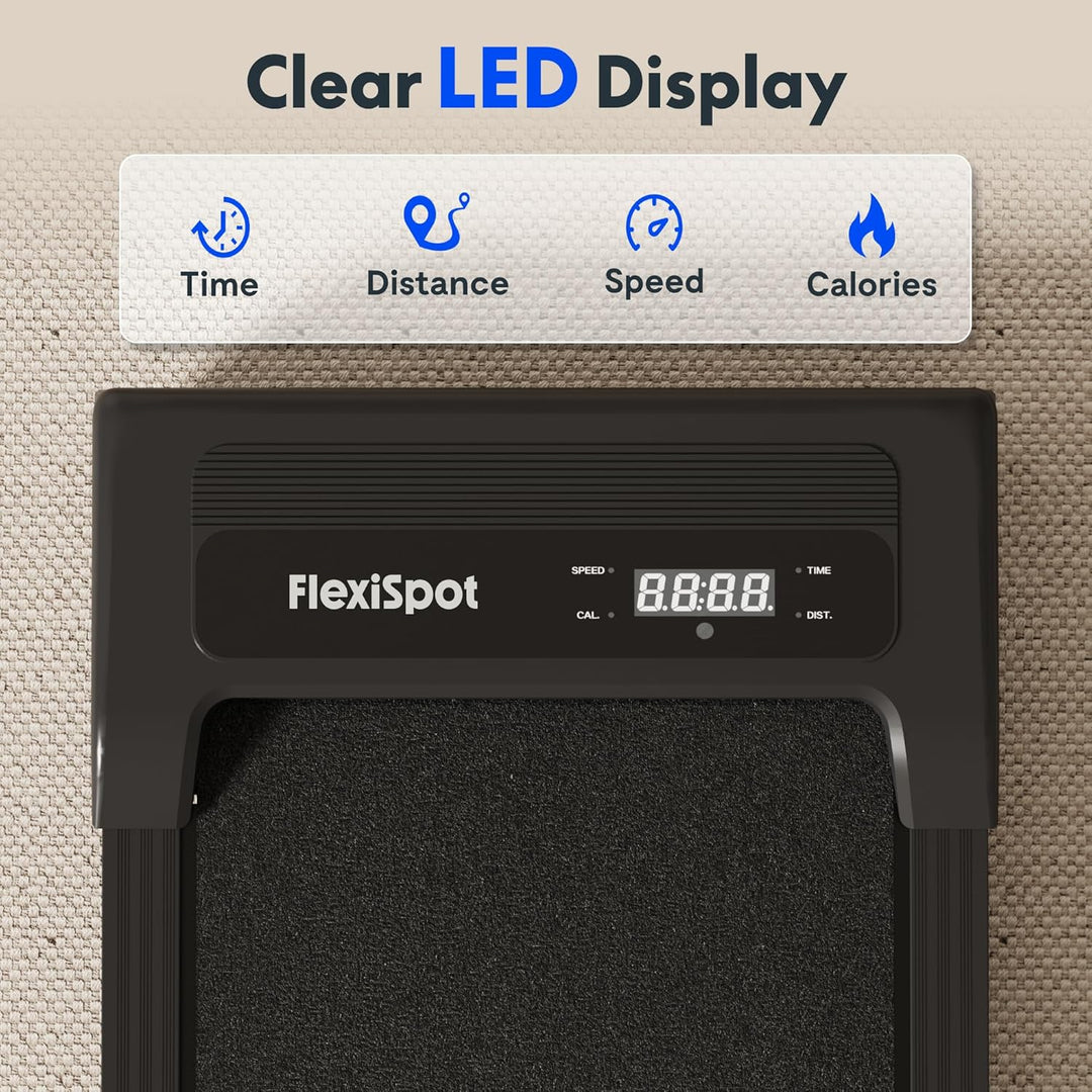 FlexiSpot Laufband bis 120 kg, Walking Pad 1-6 km/h, mit LED-Anzeige, Laufband mit Riemenscheiben un