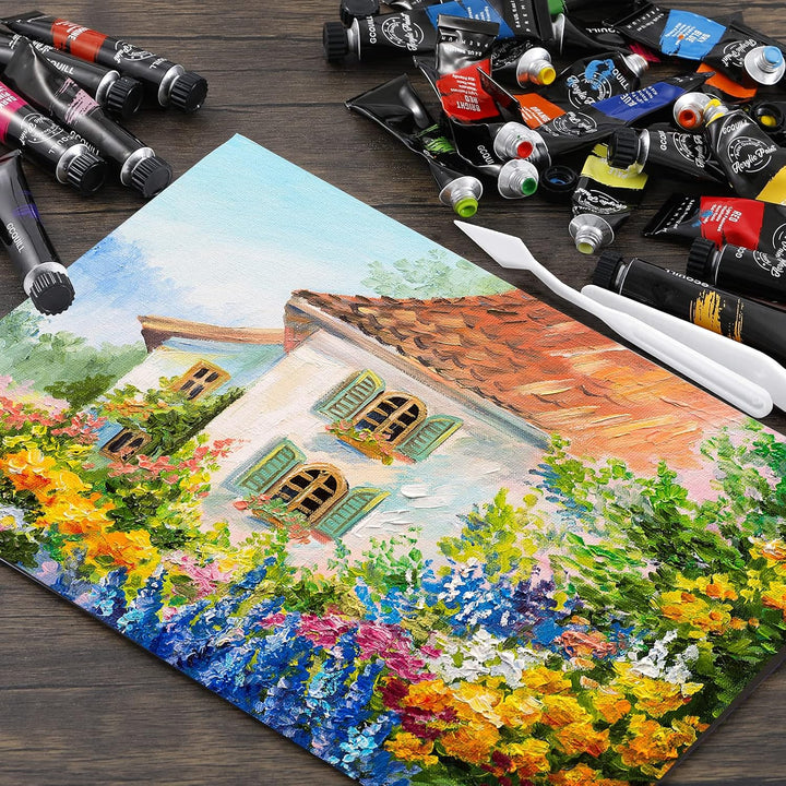 GC QUILL 36 Farben Acrylfarben Set 12 ml x 36 Tuben mit Pinseln, Palettenmessern, Leinwand, Staffele