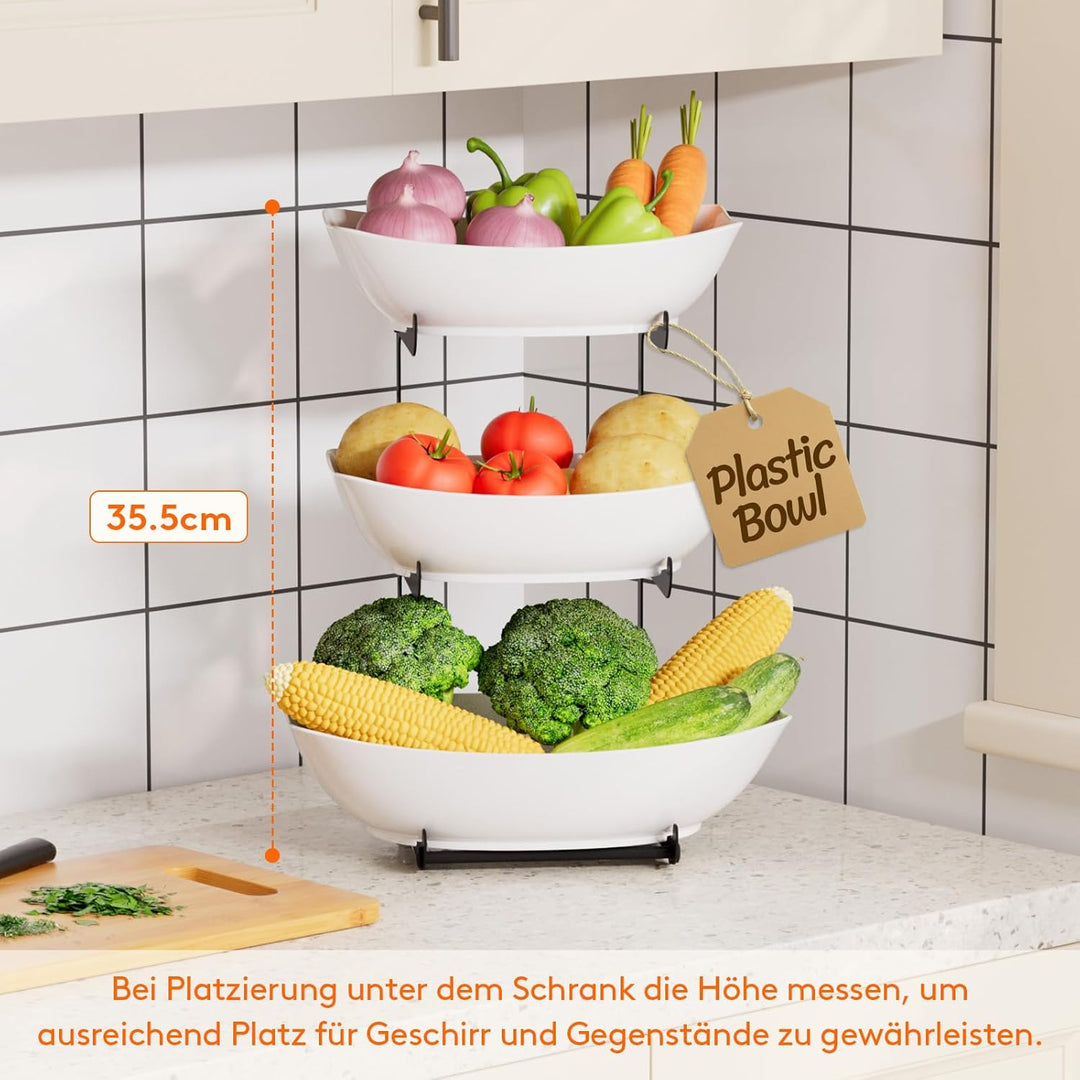 Lifewit Obst Etagere mit 3 Etagen, Servierplatte zum Anrichten von Speisen, weisse wiederverwendbare