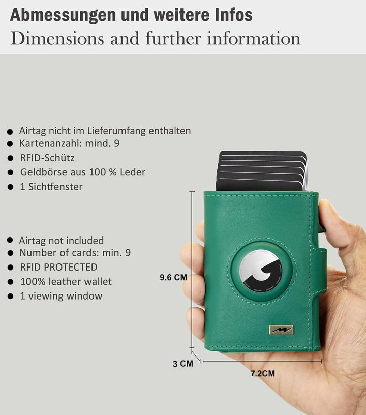 Marc Peter® Chicago Leder Push Air Slim Wallet - Airtag Geldbörse mit Münzfach - RFID Schutz kleines