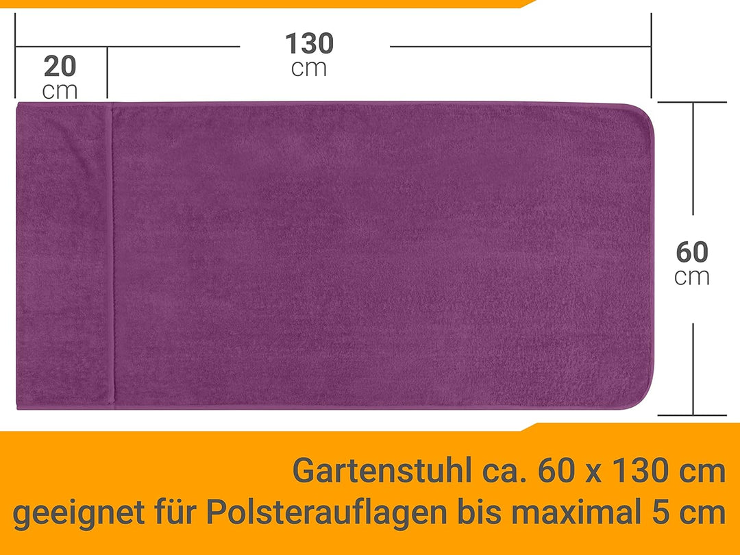 npluseins 2er Pack Auflagen für Sonnenliege und Gartenliege 1594.2319, Stuhl 60 x 130 cm, Beere Stuh