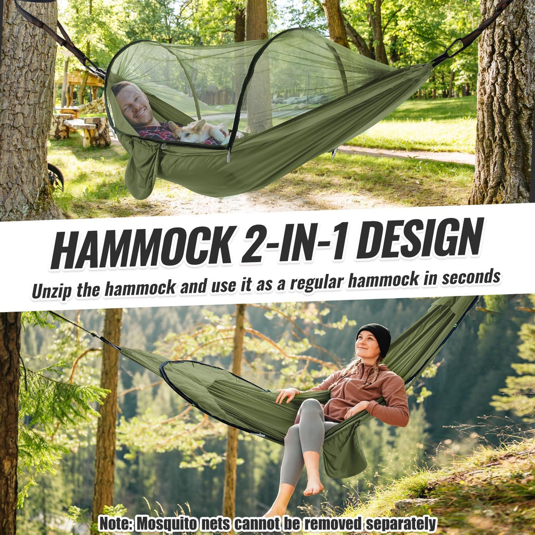 Ultraleicht Outdoor Hängematte mit Moskitonetz 300KG Tragkraft | Reise Hängematte Camping Atmungsakt