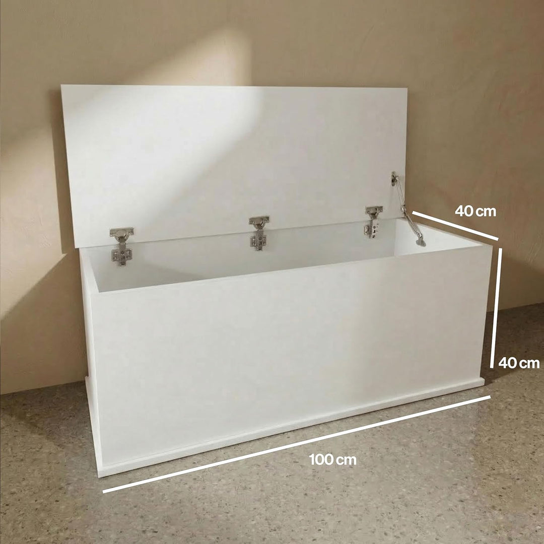 VDD Aufbewahrungsbox Holz - Spielzeugkiste - Deckenkiste - 100 cm breit - weiss