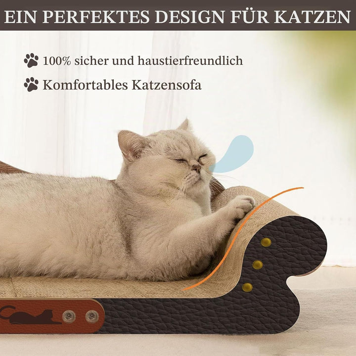 Kratzbrett Katzen XXL, Langlebig und Doppelseitig Nutzbar, mit Sofa Design Kratzmatte, mit Kratzpapp