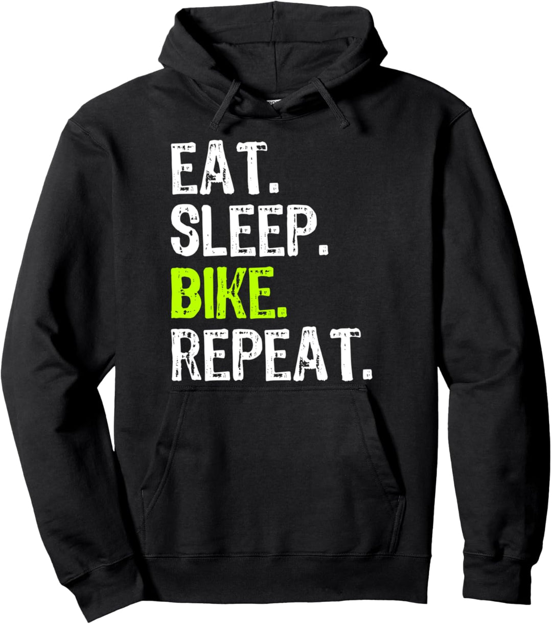 Eat Sleep Bike Repeat Biking Cycling Cyclist Bicycling Funny Pullover Hoodie