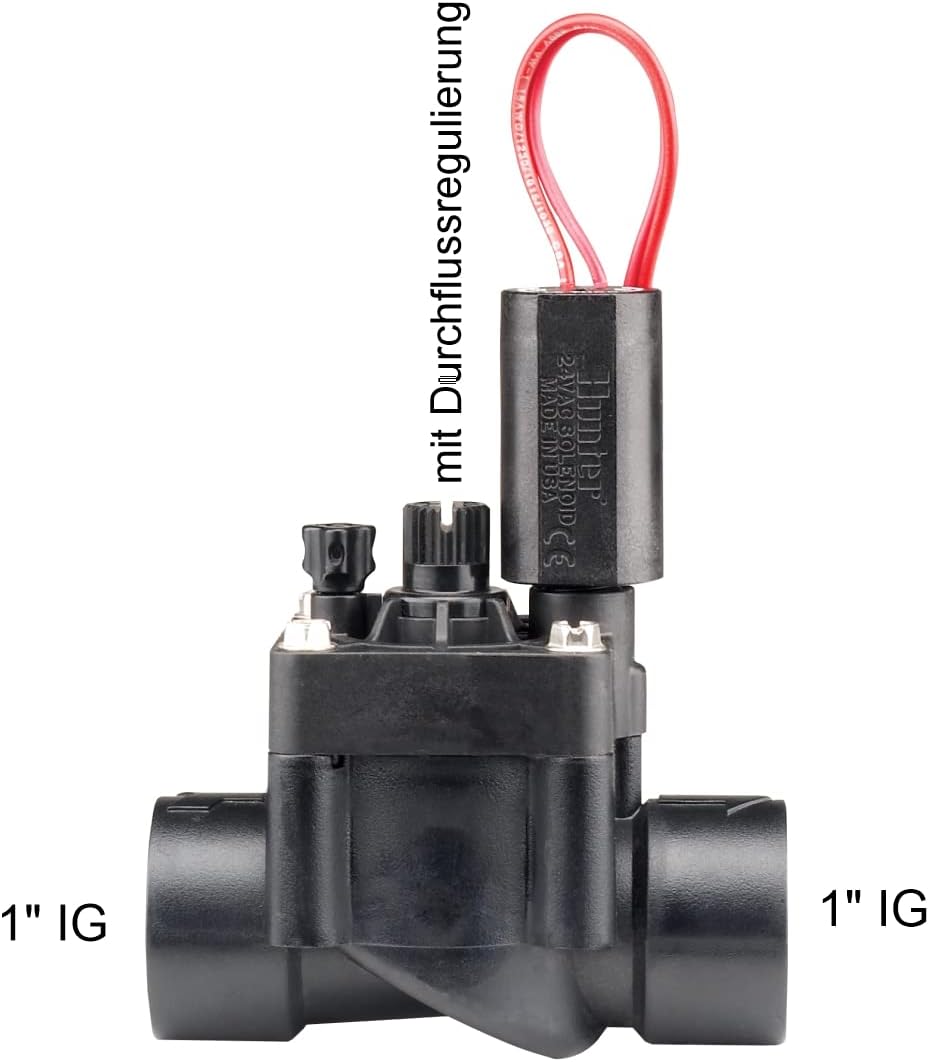 HUNTER Magnetventil PGV-101-G-B 1" IG mit PE Kupplung 25/32-1" AG Ventil Kugelventil mit Durchflussr