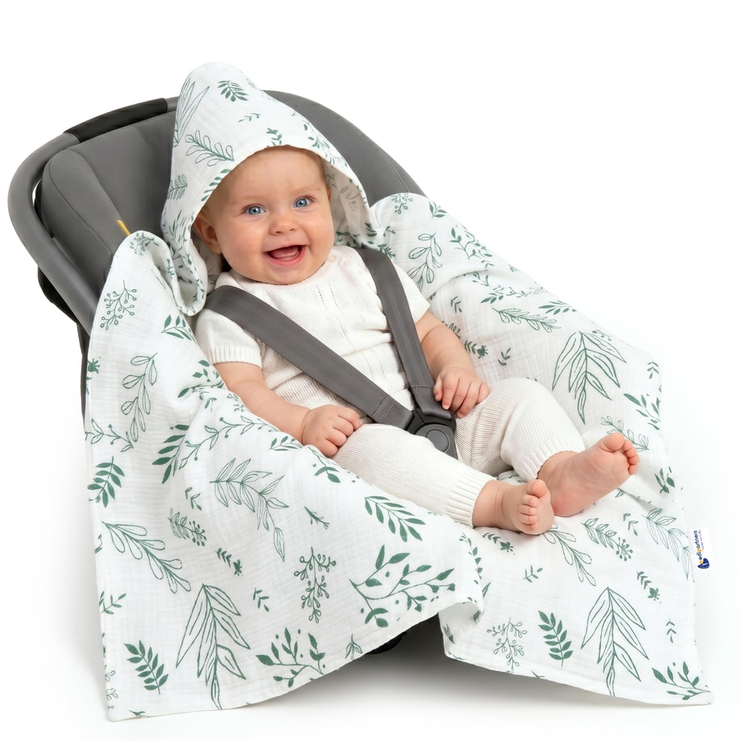 Medi Partners Einschlagdecke Baby Babyschale 100% Baumwolle für Sommer 85x85cm Kinderwagen Kuschelde