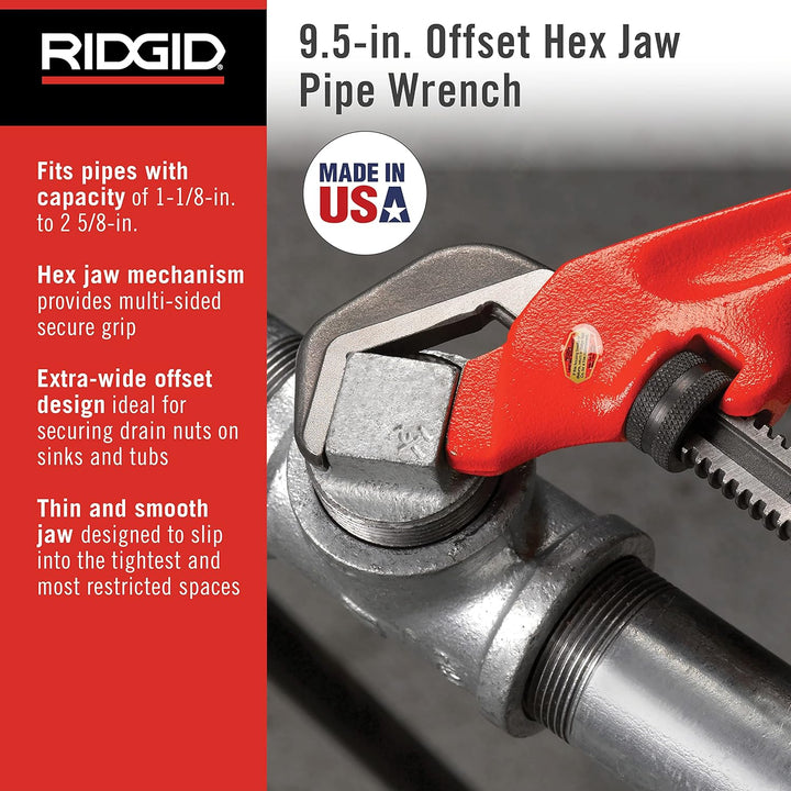 Ridgid 31305 Sechskant-Rohrzange, gekröpft, 67mm