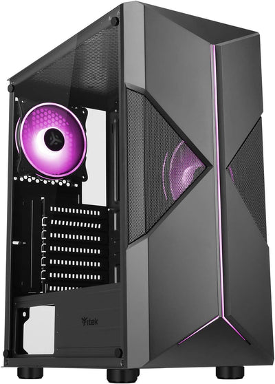 iTek XO Gaming-PC-Gehäuse Middle Tower ATX, 2 x 12 cm ARGB Lüfter im Lieferumfang enthalten, 2 x USB