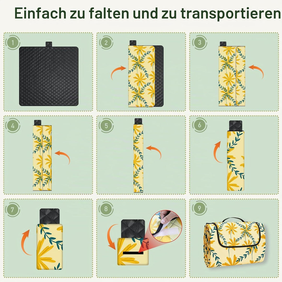 Picknickdecke 200x200 cm, Extra grosse Picknickmatte Wasserdicht Strandmatte Maschinenwaschbar Picni