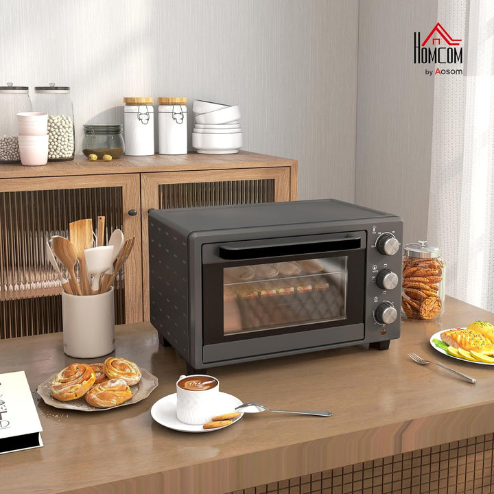 HOMCOM Minibackofen 21L 1400W 60 Min. Timer, Kleinbackofen mit 100 °C-230 °C einstellbar Temperatur