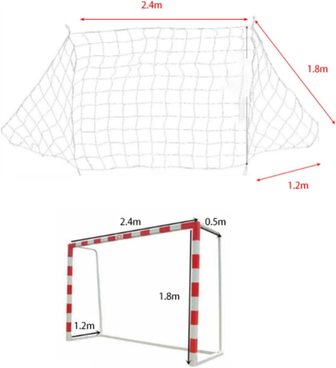 Fussballnetze aus Polypropylenfaser, Ersatz-Fussballtornetz, Tragbare Fussballtore für Fussballsport