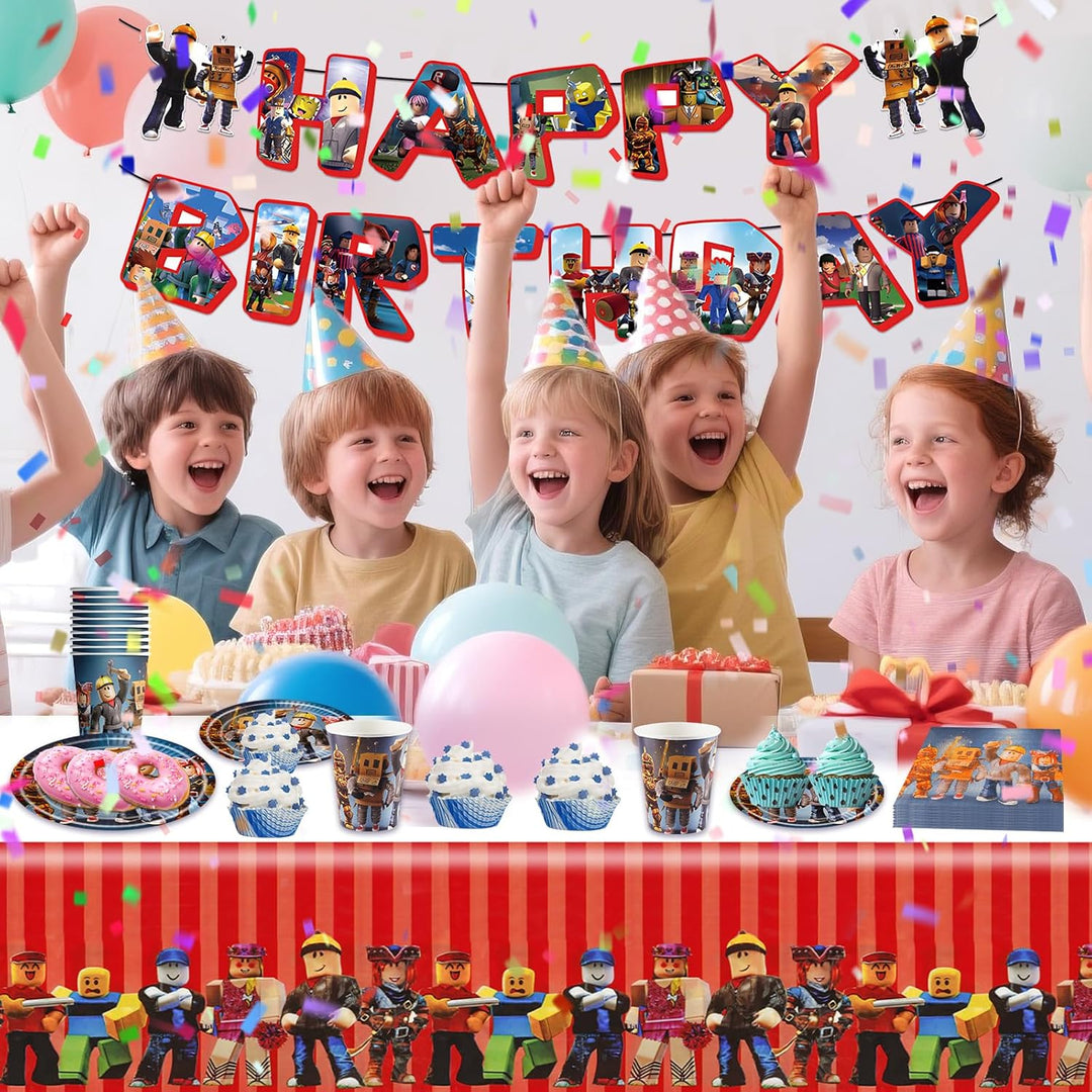 Robl Pappteller Kindergeburtstag Deko Junge- Roblx Geburtstag Geschirr Set Geburtstagsdeko Partygesc