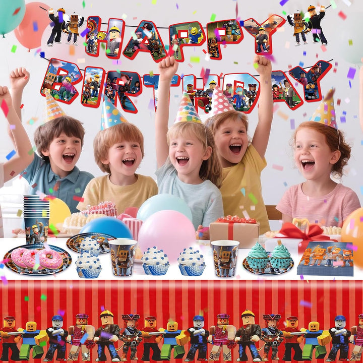 Robl Pappteller Kindergeburtstag Deko Junge- Roblx Geburtstag Geschirr Set Geburtstagsdeko Partygesc