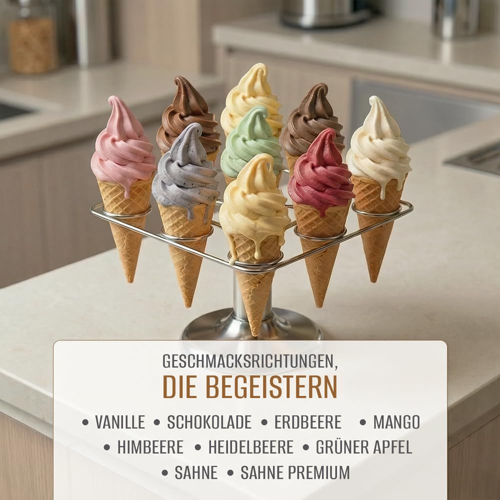 Bazko Sahne Geschmack Eispulver für Eismaschine | Softeispulver Speiseeispulver 2 kg für 6 kg Eis |