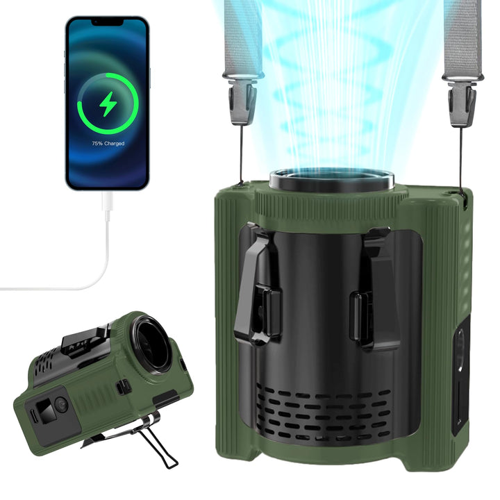 MERTTURM Tragbarer wiederaufladbarer Ventilator für Gürtel/Hals/Clip(16600 U/min Turbostrom), 5 Gesc