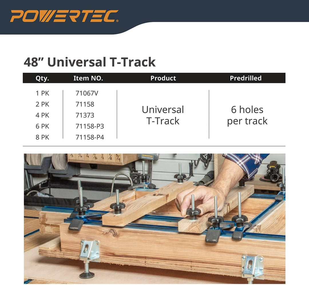 POWERTEC 71698V 7,6 cm T-Schienen-Kreuzungs-Set mit vorgebohrten Befestigungslöchern, für universell
