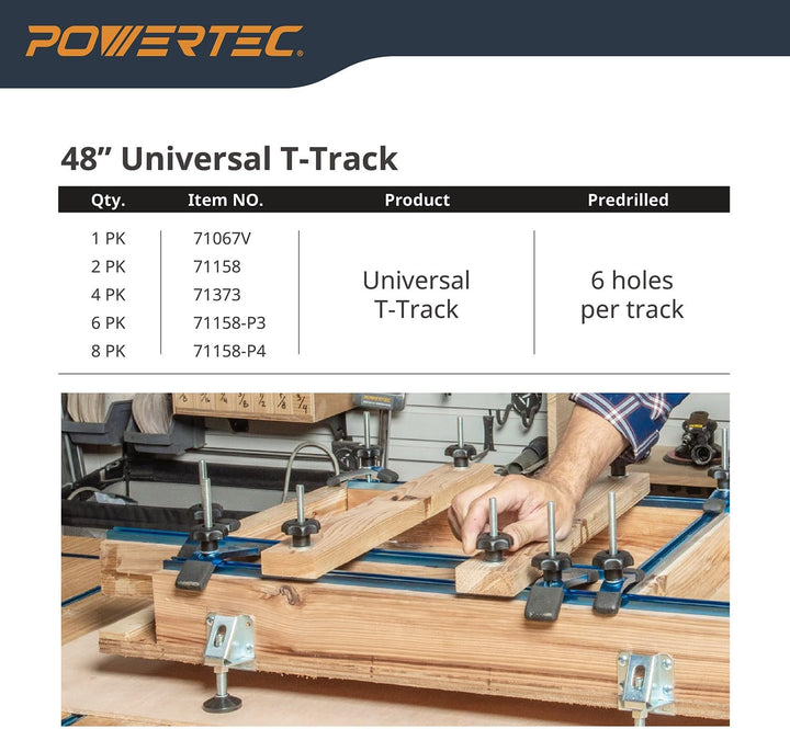 POWERTEC 71698V 7,6 cm T-Schienen-Kreuzungs-Set mit vorgebohrten Befestigungslöchern, für universell