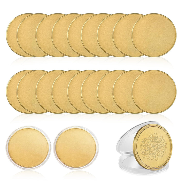 20 Stück Individuelle Challenge Coin Rohlinge für Lasergravur - 40mm Messing Münzrohlinge, Laser-Gra