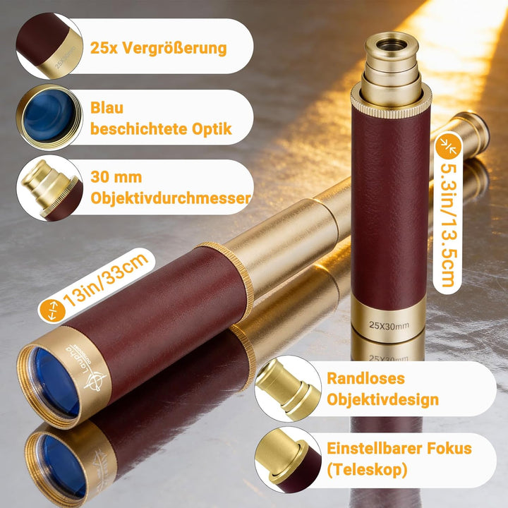 Retro Pirat Teleskop Monokular mit Schatzkarte 25x30 Zoomable Vintage Kapitän Jack Spyglass BAK-4 Li