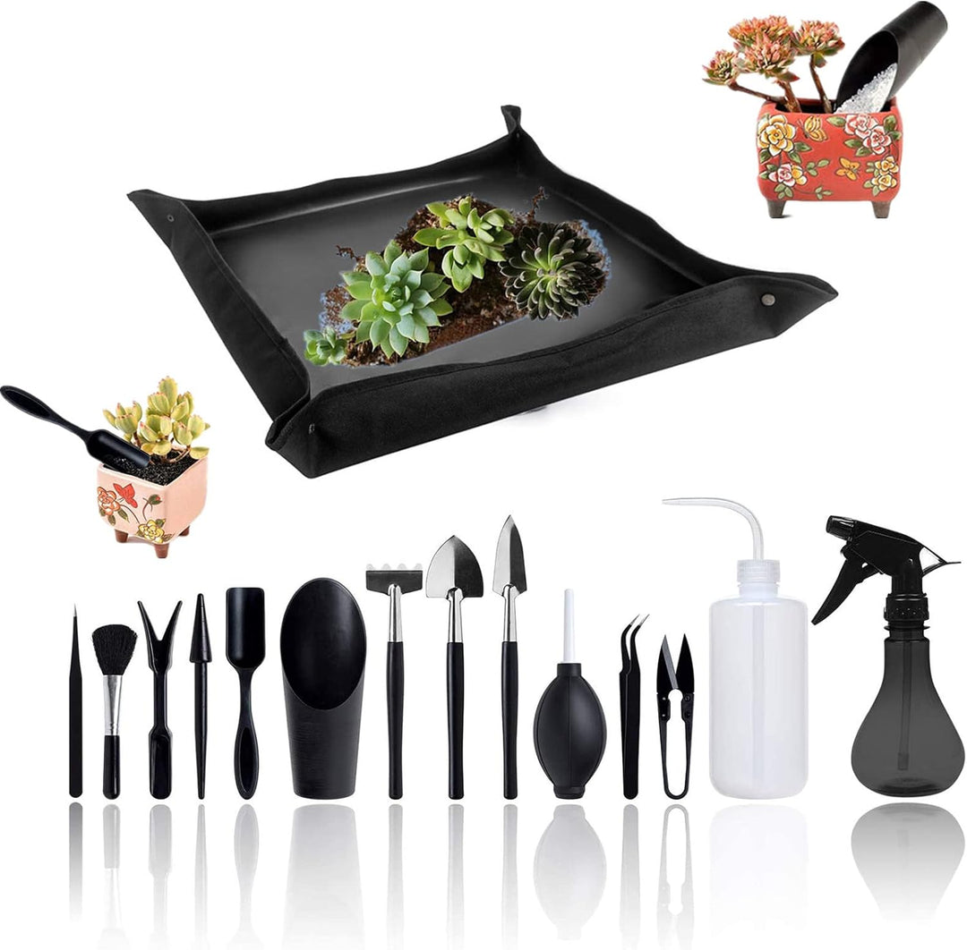 Opaltool Garten Sukkulenten Werkzeugset, 14 pcs Mini Garten Handtransplantations Sukkulenten Werkzeu