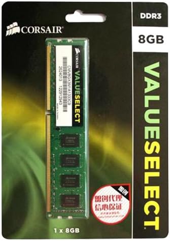 Corsair CMV8GX3M1A1333C9 Value Select 8GB (1x8GB) DDR3 1333 Mhz CL9 Standard Desktop Memory 1333Mhz