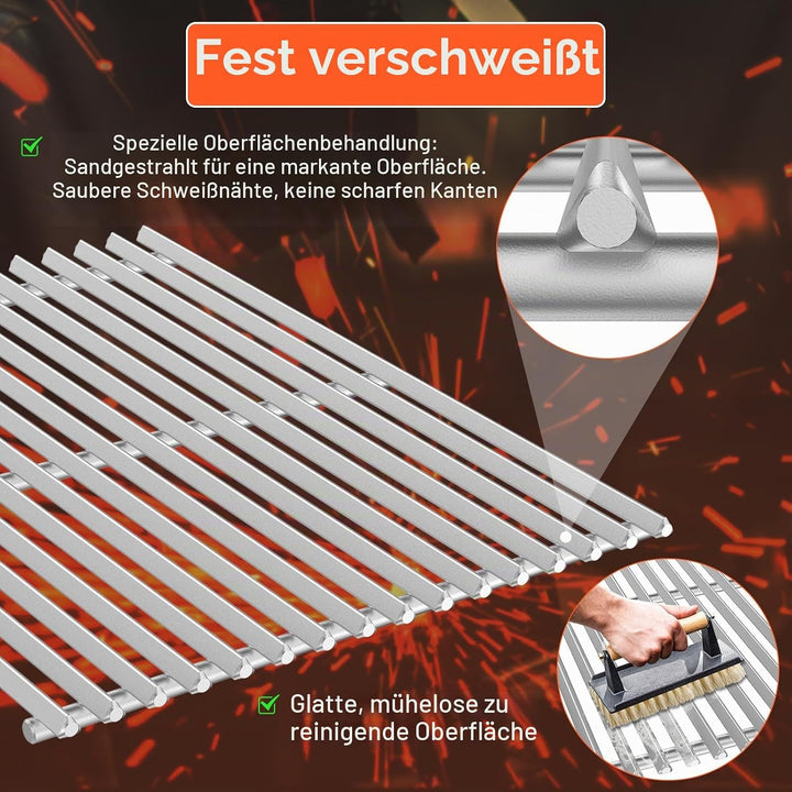 QuliMetal 47,6 x 33,7cm Edelstahl Grillroste 66095 für Weber Genesis II E-310, Genesis II LX E-340/S