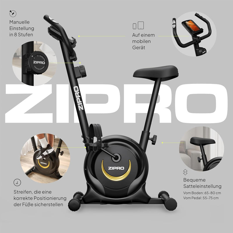 Zipro Heimtrainer Fahrrad One S, Ergometer Fitnessbikes, Magnetisches Fahrradtrainer, Ergometer Fahr