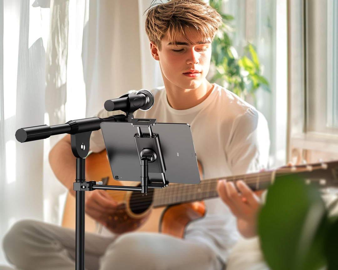 elitehood Neueste Aluminium iPad Halterung Mikrofonständer, Seite Tablet Halter Mic Ständer, Verstel